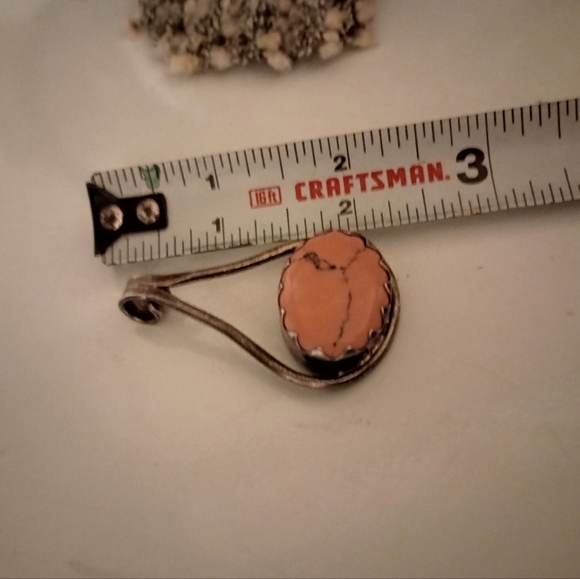 Coral Agate and silver pendant. - Picture 2 of 4